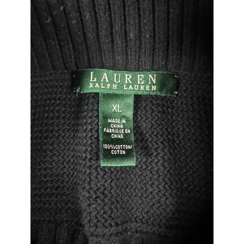 Lauren Ralph Lauren Striped Ribbed Cotton Sweater XL Navy White Lobster Clasp - Picture 3 of 6